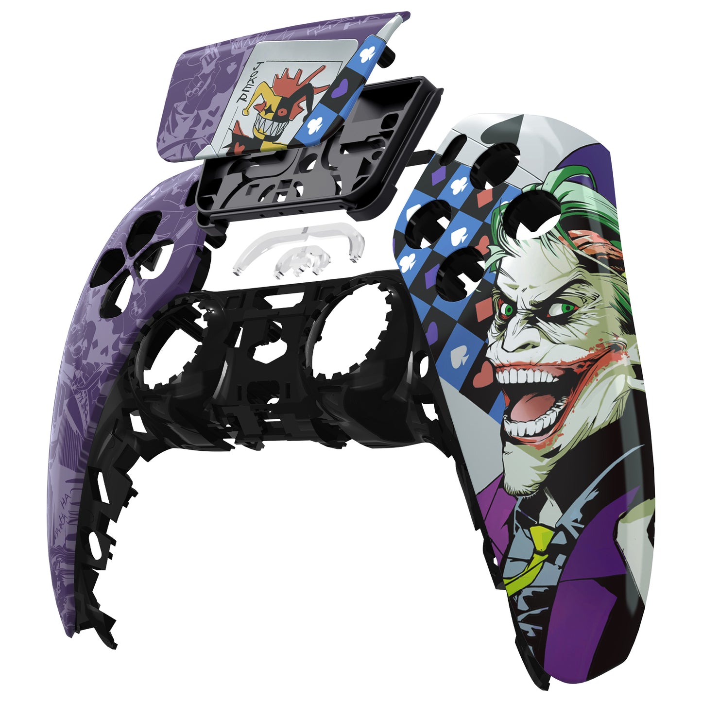 eXtremeRate PS5コントローラーBDM-010/020/030/040/050/060対応交換対応用フロントハウジングシェル＆タッチパッド【ピエロトランプ】