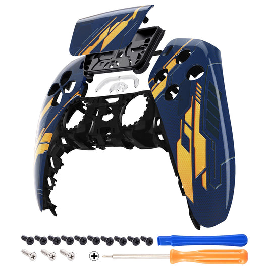 eXtremeRate Replacement Front Housing Shell with Touchpad Compatible with PS5 Controller BDM-010/020/030/040 - Glow in Dark Mecha - Orange eXtremeRate