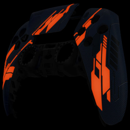 eXtremeRate Replacement Front Housing Shell with Touchpad Compatible with PS5 Controller BDM-010/020/030/040 - Glow in Dark Mecha - Orange eXtremeRate