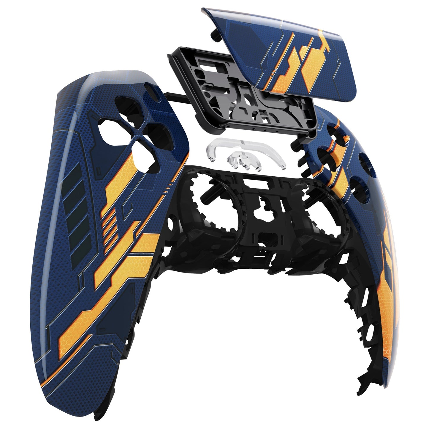 eXtremeRate Replacement Front Housing Shell with Touchpad Compatible with PS5 Controller BDM-010/020/030/040 - Glow in Dark Mecha - Orange eXtremeRate