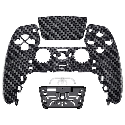 eXtremeRate Replacement Front Housing Shell & Touchpad for PS5 Controller BDM-010/020/030/040/050 [Black and Silver Carbon Fiber]