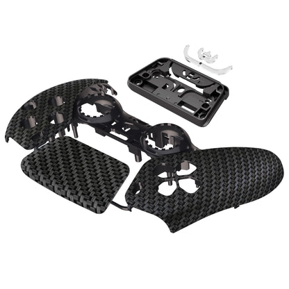 eXtremeRate Replacement Front Housing Shell & Touchpad for PS5 Controller BDM-010/020/030/040/050 [Black and Silver Carbon Fiber]