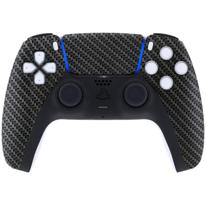 eXtremeRate Replacement Front Housing Shell & Touchpad for PS5 Controller BDM-010/020/030/040/050 [Black and Silver Carbon Fiber]