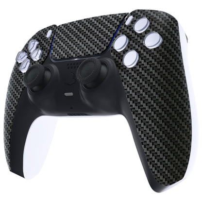 eXtremeRate Replacement Front Housing Shell & Touchpad for PS5 Controller BDM-010/020/030/040/050 [Black and Silver Carbon Fiber]