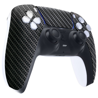 eXtremeRate Replacement Front Housing Shell & Touchpad for PS5 Controller BDM-010/020/030/040/050 [Black and Silver Carbon Fiber]