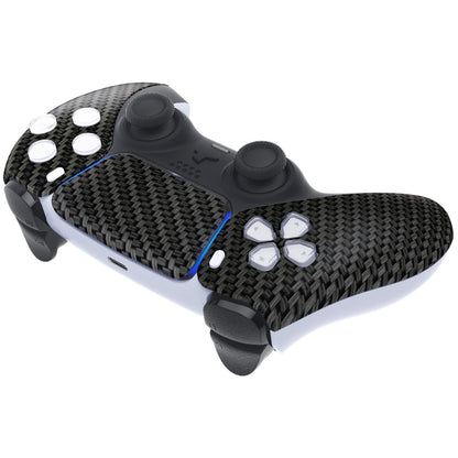 eXtremeRate Replacement Front Housing Shell & Touchpad for PS5 Controller BDM-010/020/030/040/050 [Black and Silver Carbon Fiber]