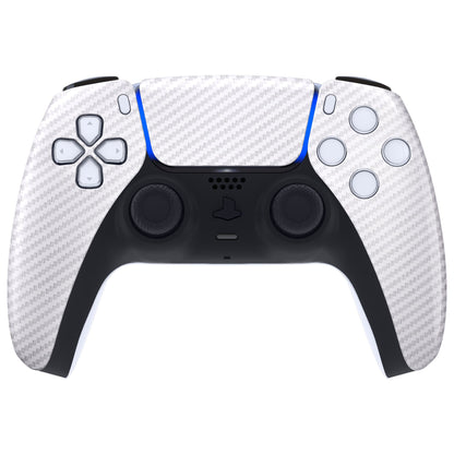 eXtremeRate Replacement Front Housing Shell with Touchpad Compatible with PS5 Controller BDM-010/020/030/040 - White Silver Carbon Fiber eXtremeRate