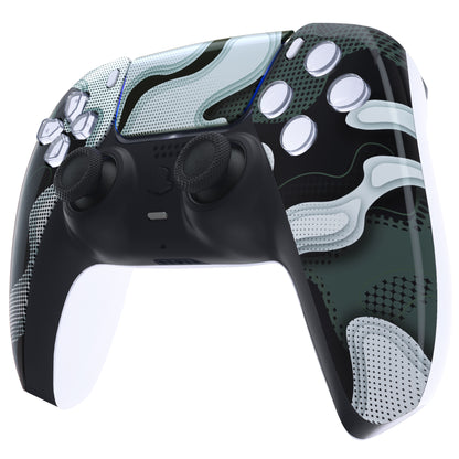 eXtremeRate PS5コントローラーBDM-010/020/030/040/050対応交換対応用フロントハウジングシェル＆タッチパッド【白黒迷彩】