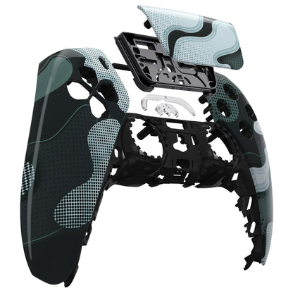 eXtremeRate PS5コントローラーBDM-010/020/030/040/050対応交換対応用フロントハウジングシェル＆タッチパッド【白黒迷彩】