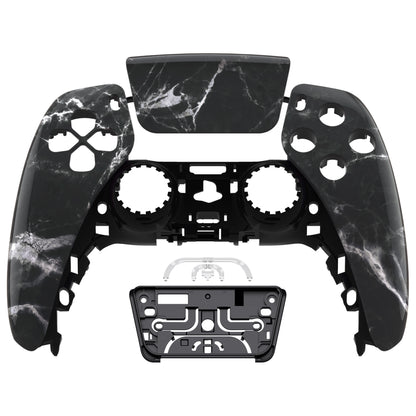 eXtremeRate PS5コントローラーBDM-010/020/030/040/050対応交換対応用フロントハウジングシェル＆タッチパッド【ブラックホワイトマーブルエフェクト】