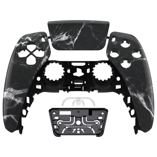 eXtremeRate PS5コントローラーBDM-010/020/030/040/050対応交換対応用フロントハウジングシェル＆タッチパッド【ブラックホワイトマーブルエフェクト】