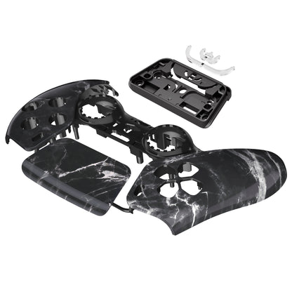 eXtremeRate PS5コントローラーBDM-010/020/030/040/050対応交換対応用フロントハウジングシェル＆タッチパッド【ブラックホワイトマーブルエフェクト】