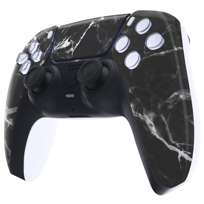 eXtremeRate PS5コントローラーBDM-010/020/030/040/050対応交換対応用フロントハウジングシェル＆タッチパッド【ブラックホワイトマーブルエフェクト】