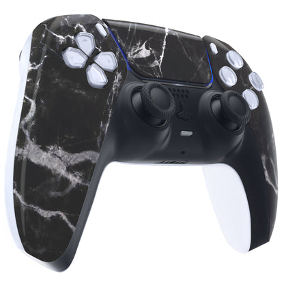 eXtremeRate PS5コントローラーBDM-010/020/030/040/050対応交換対応用フロントハウジングシェル＆タッチパッド【ブラックホワイトマーブルエフェクト】