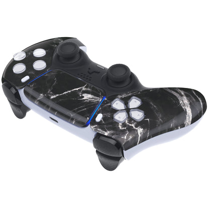 eXtremeRate PS5コントローラーBDM-010/020/030/040/050対応交換対応用フロントハウジングシェル＆タッチパッド【ブラックホワイトマーブルエフェクト】
