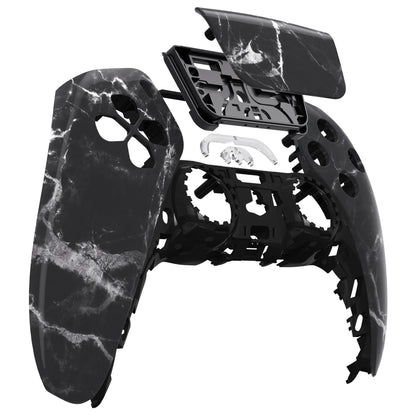 eXtremeRate PS5コントローラーBDM-010/020/030/040/050対応交換対応用フロントハウジングシェル＆タッチパッド【ブラックホワイトマーブルエフェクト】