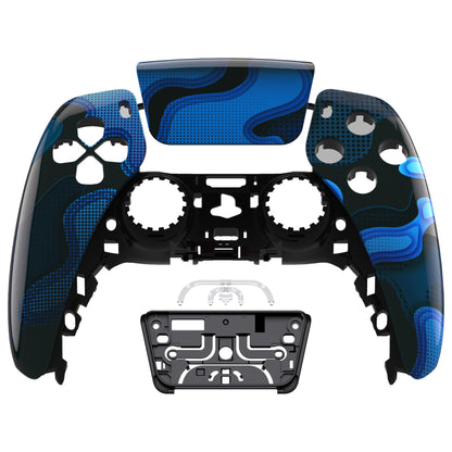 eXtremeRate PS5コントローラーBDM-010/020/030/040/050対応交換対応用フロントハウジングシェル＆タッチパッド【青黒迷彩】