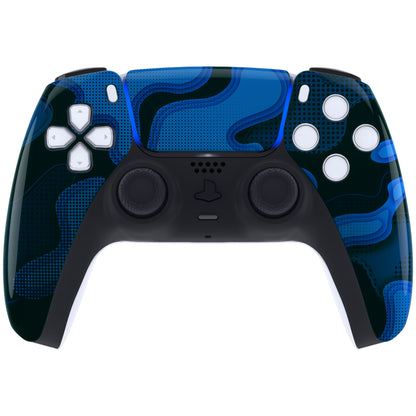 eXtremeRate PS5コントローラーBDM-010/020/030/040/050対応交換対応用フロントハウジングシェル＆タッチパッド【青黒迷彩】