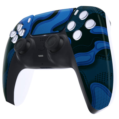 eXtremeRate PS5コントローラーBDM-010/020/030/040/050対応交換対応用フロントハウジングシェル＆タッチパッド【青黒迷彩】