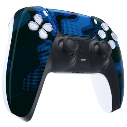 eXtremeRate PS5コントローラーBDM-010/020/030/040/050対応交換対応用フロントハウジングシェル＆タッチパッド【青黒迷彩】