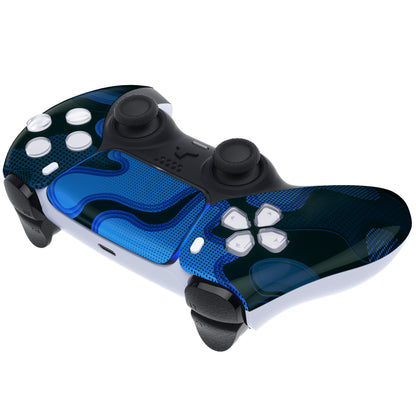eXtremeRate PS5コントローラーBDM-010/020/030/040/050対応交換対応用フロントハウジングシェル＆タッチパッド【青黒迷彩】