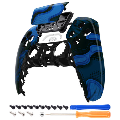 eXtremeRate PS5コントローラーBDM-010/020/030/040/050対応交換対応用フロントハウジングシェル＆タッチパッド【青黒迷彩】