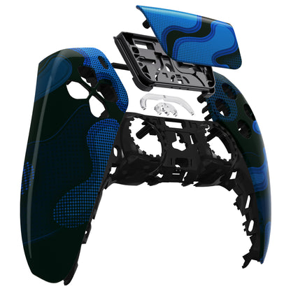 eXtremeRate PS5コントローラーBDM-010/020/030/040/050対応交換対応用フロントハウジングシェル＆タッチパッド【青黒迷彩】