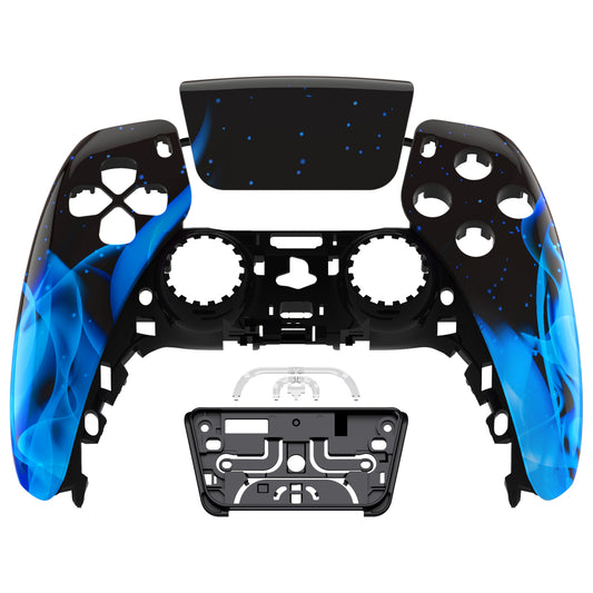eXtremeRate PS5コントローラーBDM-010/020/030/040/050対応交換対応用フロントハウジングシェル＆タッチパッド【ブルーフレームスカル】