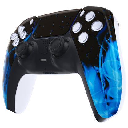 eXtremeRate PS5コントローラーBDM-010/020/030/040/050対応交換対応用フロントハウジングシェル＆タッチパッド【ブルーフレームスカル】
