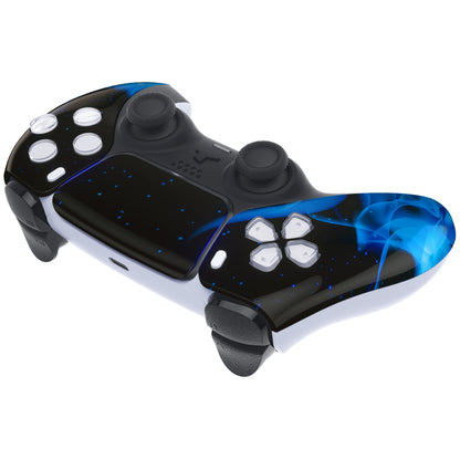 eXtremeRate PS5コントローラーBDM-010/020/030/040/050対応交換対応用フロントハウジングシェル＆タッチパッド【ブルーフレームスカル】