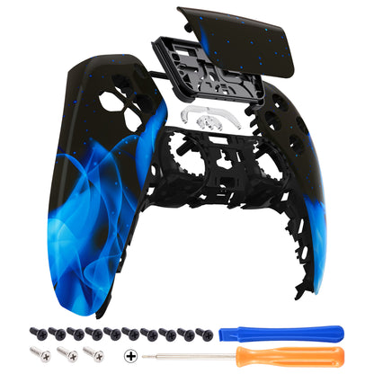 eXtremeRate PS5コントローラーBDM-010/020/030/040/050対応交換対応用フロントハウジングシェル＆タッチパッド【ブルーフレームスカル】