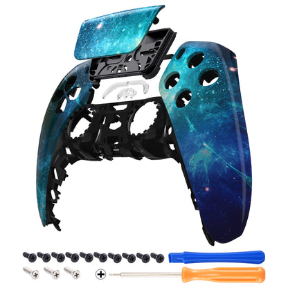 eXtremeRate PS5コントローラーBDM-010/020/030/040/050対応交換対応用フロントハウジングシェル＆タッチパッド【青い星雲】