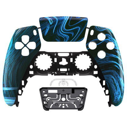 eXtremeRate PS5コントローラーBDM-010/020/030/040/050対応交換対応用フロントハウジングシェル＆タッチパッド【青の渦巻き】