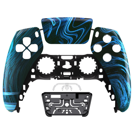 eXtremeRate PS5コントローラーBDM-010/020/030/040/050対応交換対応用フロントハウジングシェル＆タッチパッド【青の渦巻き】