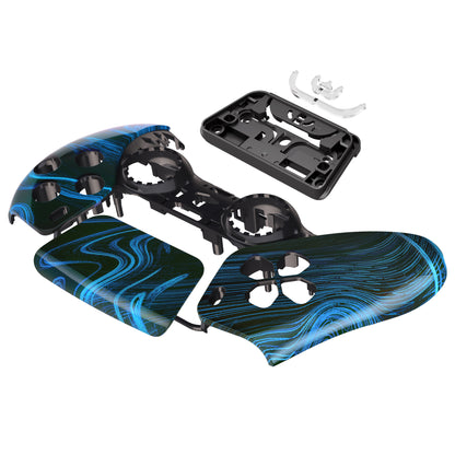 eXtremeRate PS5コントローラーBDM-010/020/030/040/050対応交換対応用フロントハウジングシェル＆タッチパッド【青の渦巻き】
