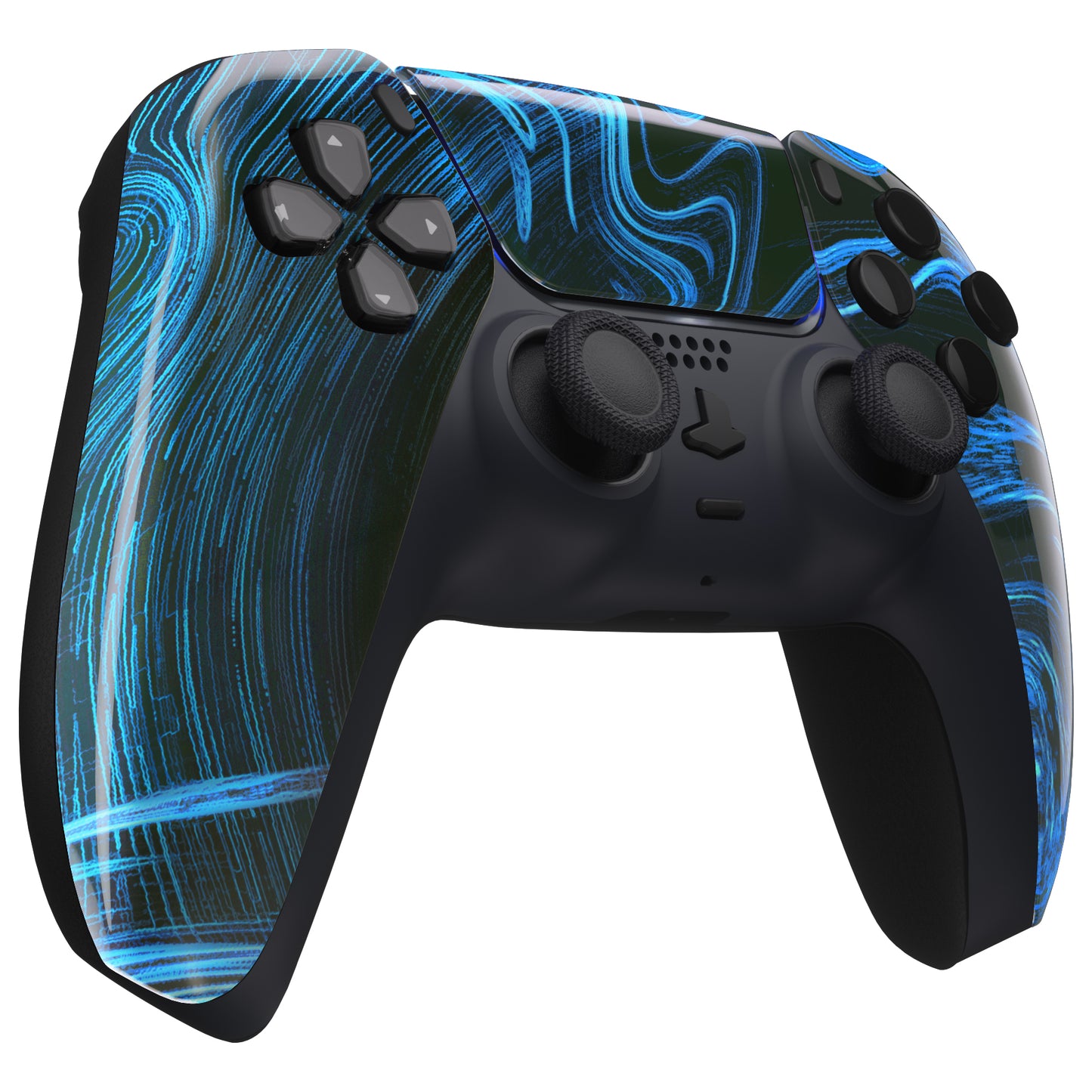 eXtremeRate PS5コントローラーBDM-010/020/030/040/050対応交換対応用フロントハウジングシェル＆タッチパッド【青の渦巻き】