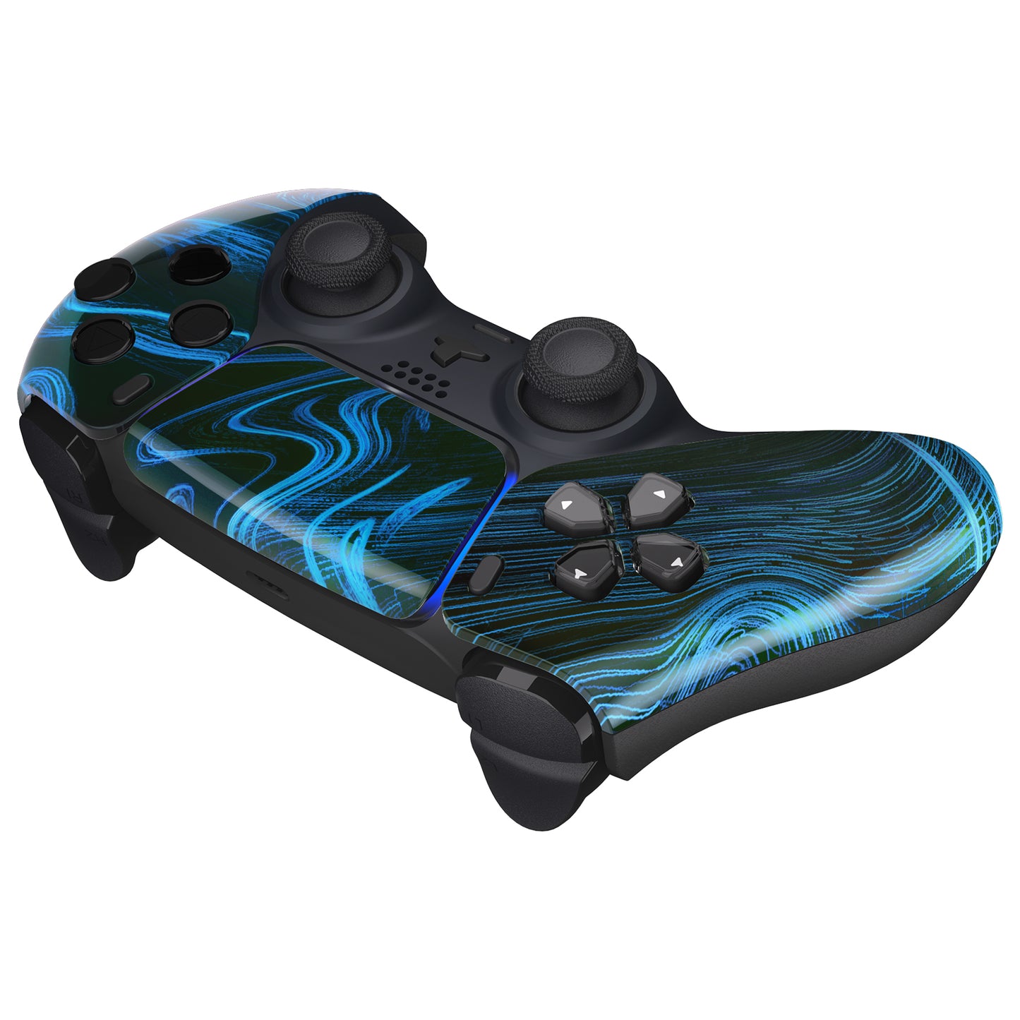 eXtremeRate PS5コントローラーBDM-010/020/030/040/050対応交換対応用フロントハウジングシェル＆タッチパッド【青の渦巻き】