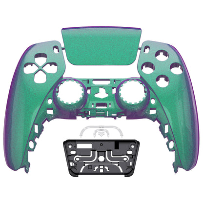 eXtremeRate PS5コントローラーBDM-010/020/030/040/050対応交換対応用フロントハウジングシェル＆タッチパッド【カメレオングリーンパープル】