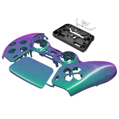 eXtremeRate PS5コントローラーBDM-010/020/030/040/050対応交換対応用フロントハウジングシェル＆タッチパッド【カメレオングリーンパープル】