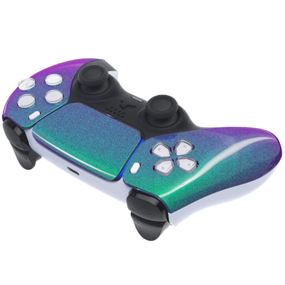 eXtremeRate PS5コントローラーBDM-010/020/030/040/050対応交換対応用フロントハウジングシェル＆タッチパッド【カメレオングリーンパープル】