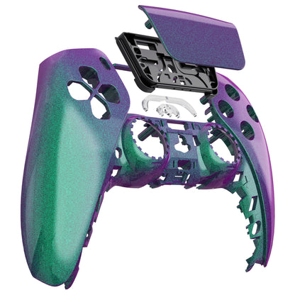 eXtremeRate PS5コントローラーBDM-010/020/030/040/050対応交換対応用フロントハウジングシェル＆タッチパッド【カメレオングリーンパープル】