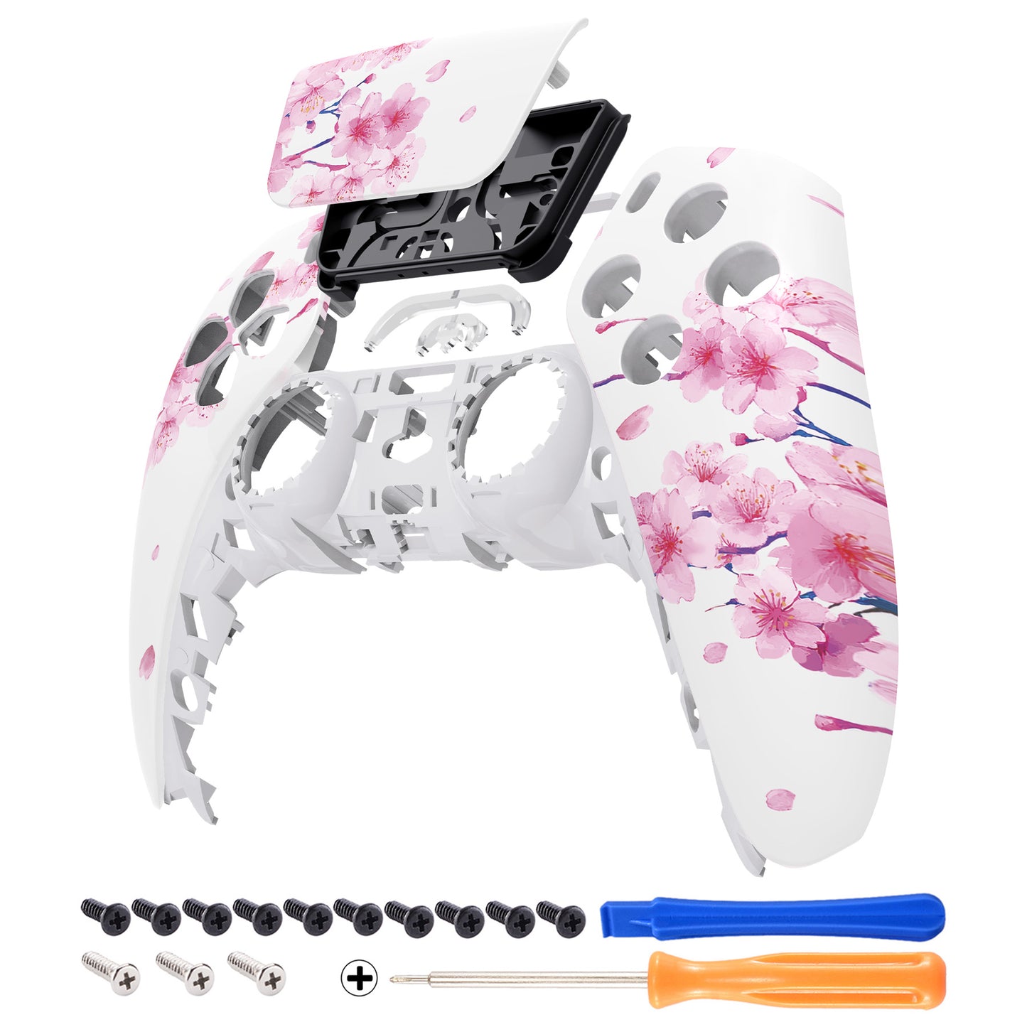 eXtremeRate PS5コントローラーBDM-010/020/030/040/050対応交換対応用フロントハウジングシェル＆タッチパッド【桜のささやき】
