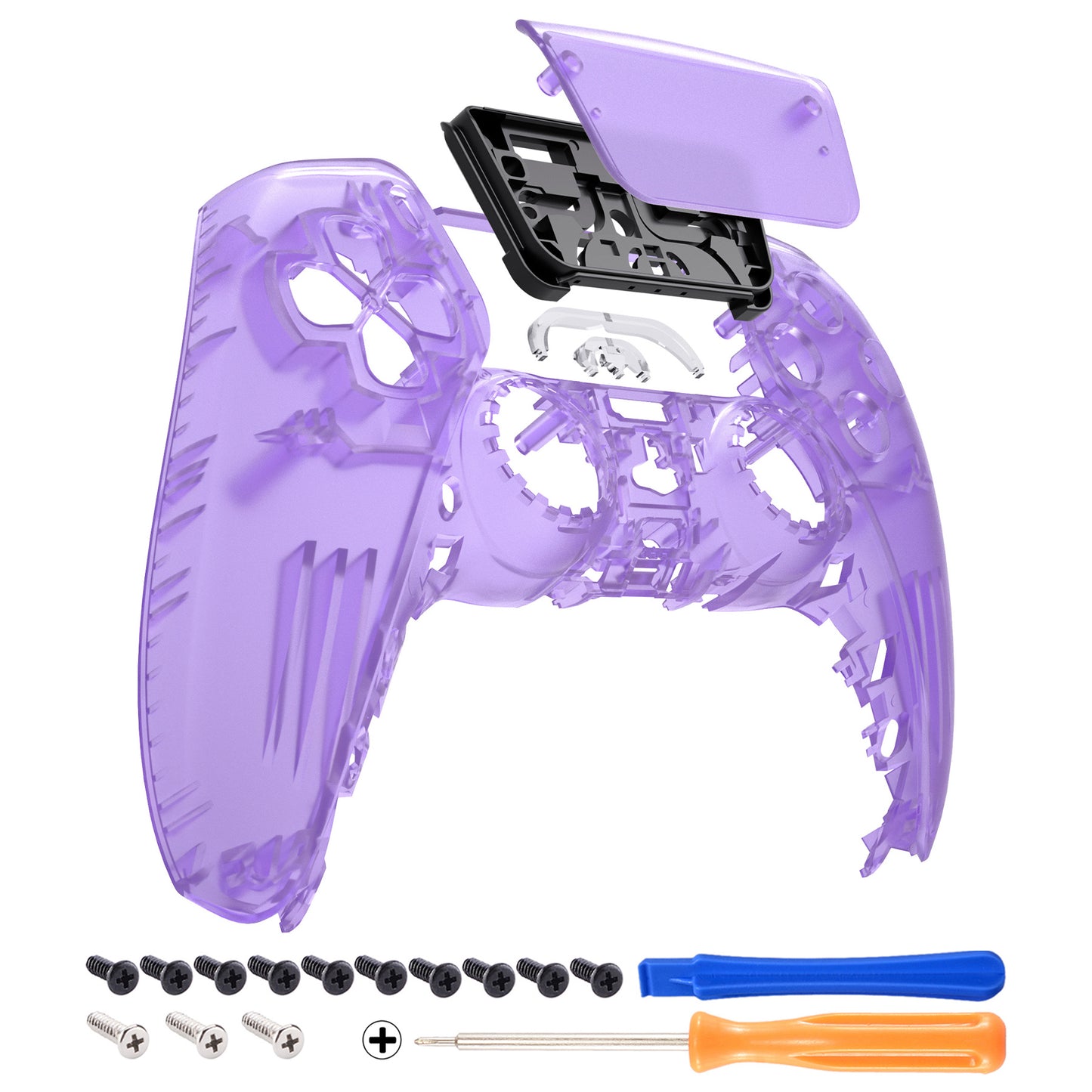eXtremeRate PS5コントローラーBDM-010/020/030/040/050対応交換対応用フロントハウジングシェル＆タッチパッド【クリアパープル】