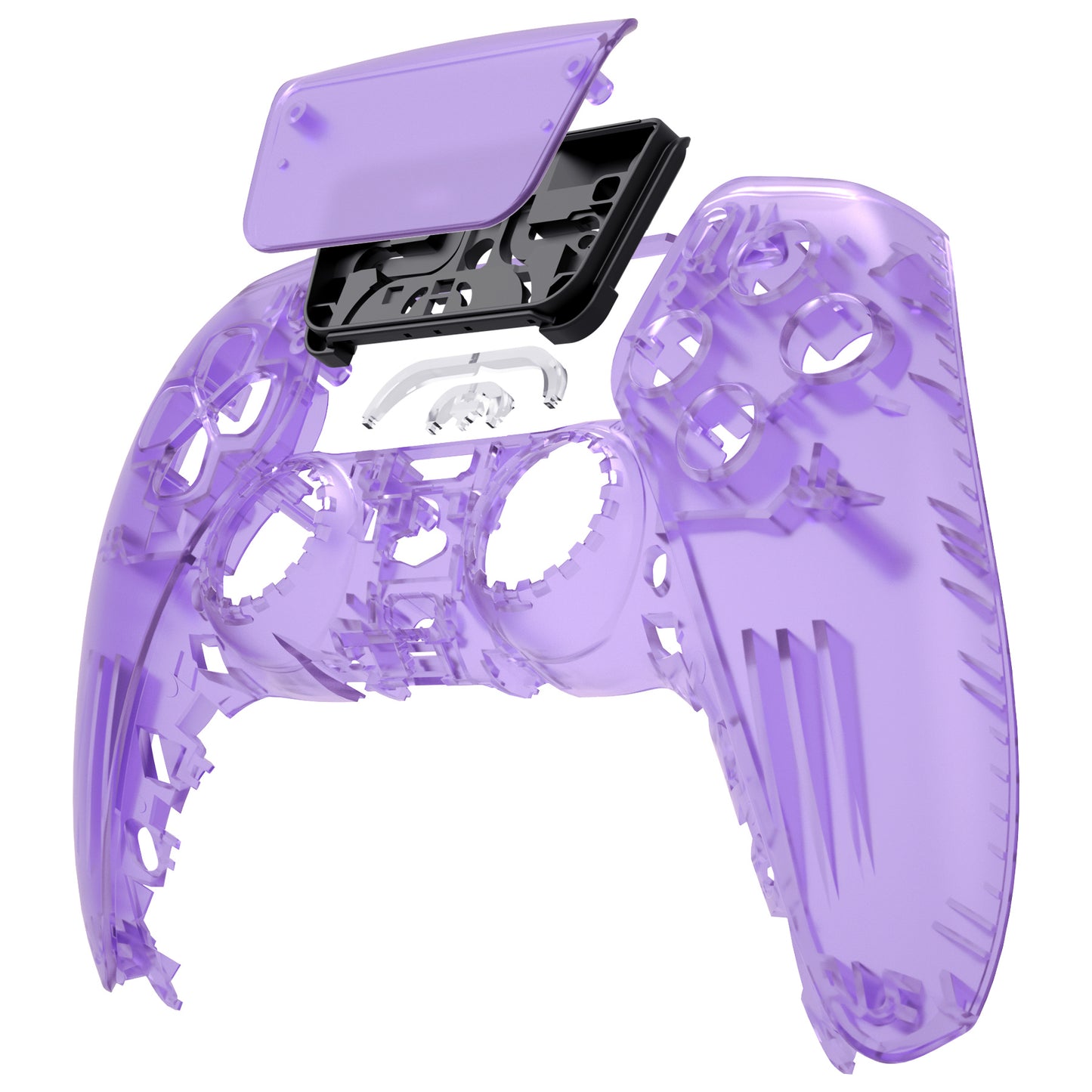 eXtremeRate PS5コントローラーBDM-010/020/030/040/050対応交換対応用フロントハウジングシェル＆タッチパッド【クリアパープル】