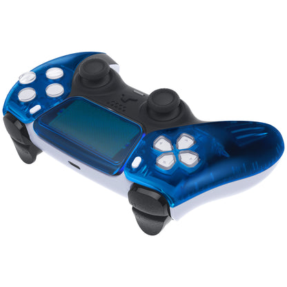eXtremeRate PS5コントローラーBDM-010/020/030/040/050対応交換対応用フロントハウジングシェル＆タッチパッド【クリアブルー】