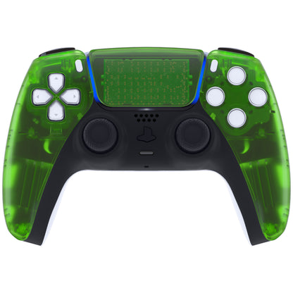 eXtremeRate PS5コントローラーBDM-010/020/030/040/050対応交換対応用フロントハウジングシェル＆タッチパッド【クリアグリーン】