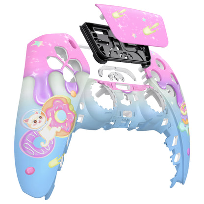 eXtremeRate PS5コントローラーBDM-010/020/030/040/050対応交換対応用フロントハウジングシェル＆タッチパッド【猫ちゃんのドーナツ旅】