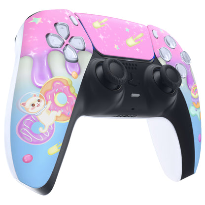 eXtremeRate PS5コントローラーBDM-010/020/030/040/050対応交換対応用フロントハウジングシェル＆タッチパッド【猫ちゃんのドーナツ旅】