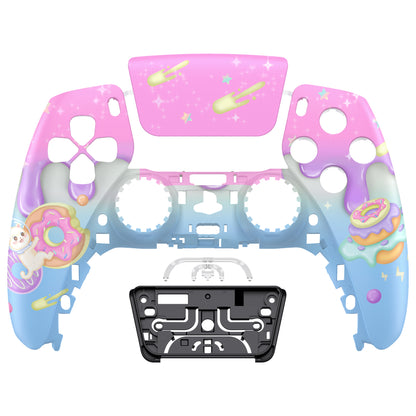 eXtremeRate PS5コントローラーBDM-010/020/030/040/050対応交換対応用フロントハウジングシェル＆タッチパッド【猫ちゃんのドーナツ旅】