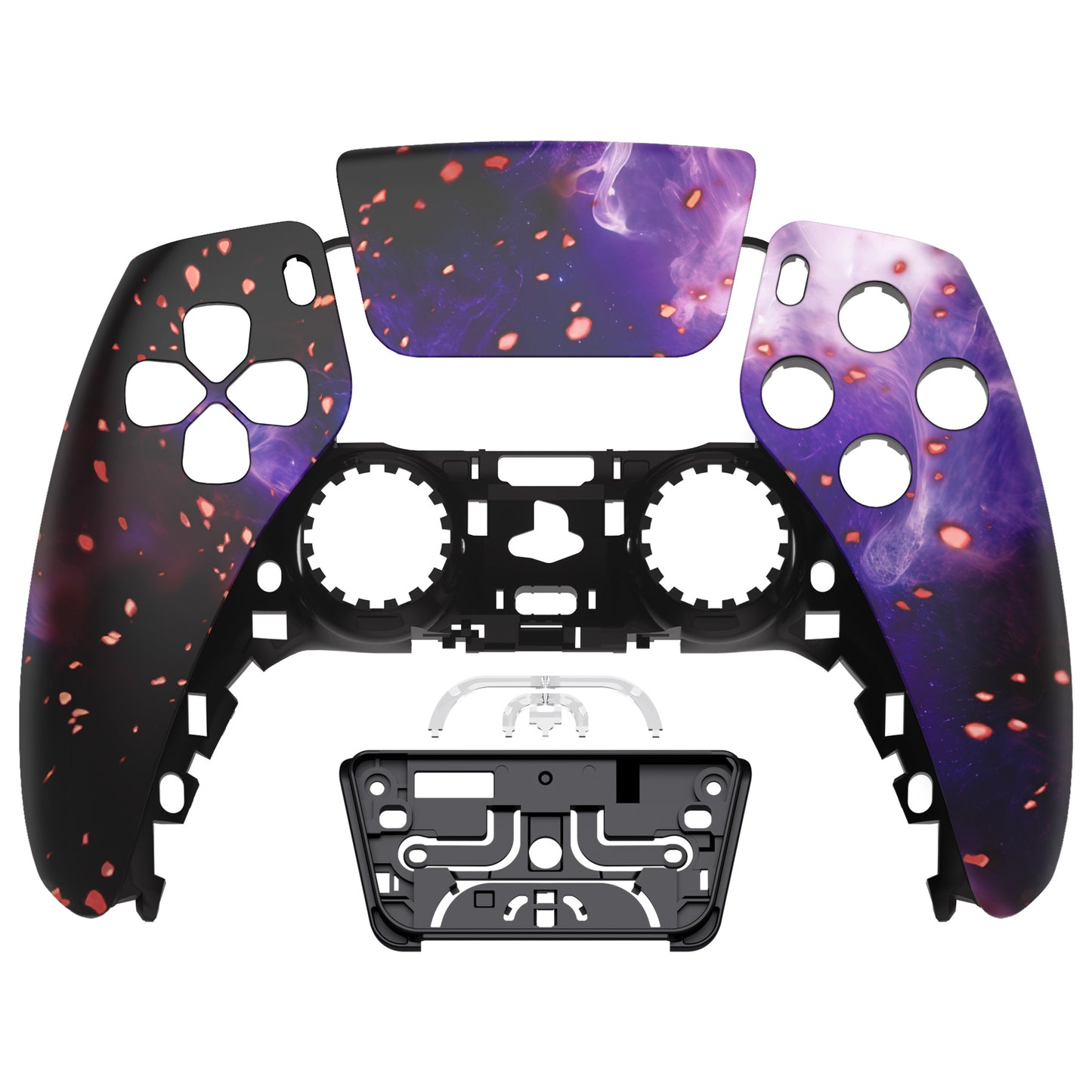 eXtremeRate PS5コントローラーBDM-010/020/030/040/050対応交換対応用フロントハウジングシェル＆タッチパッド【蓄光仕様 ダークマター風】